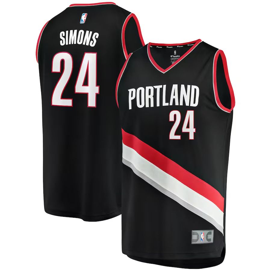 Men Portland Trail Blazers #24 Anfernee Simons Fanatics Branded Black Fast Break Replica NBA Jersey